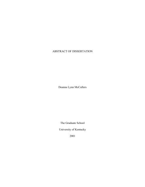 ABSTRACT OF DISSERTATION Deanna Lynn McCullers The ...