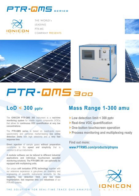 IONICON PTR-QMS 300 factsheet - IONICON Analytik