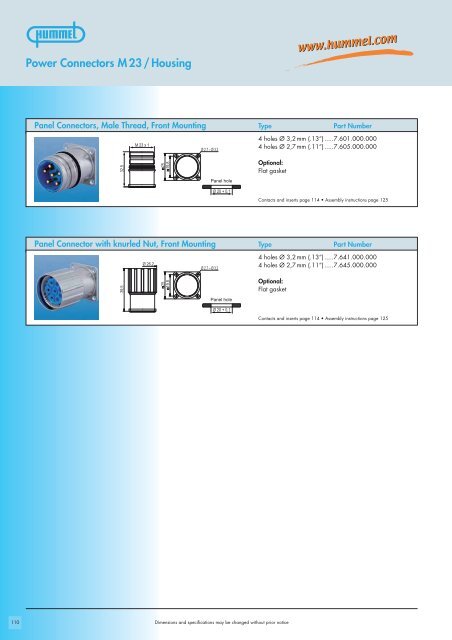 Hummel M23 Power Connectors - Pdf - Northern Connectors