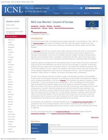 NGO Law Monitor - The International Center for Not-for-Profit Law