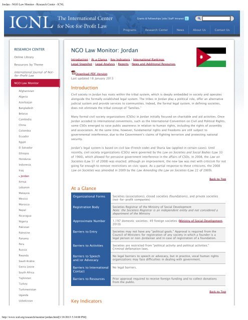 Jordan - NGO Law Monitor - Research Center - ICNL - The ...