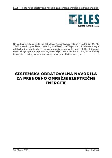 sistemska obratovalna navodila za prenosno omrežje električne ...