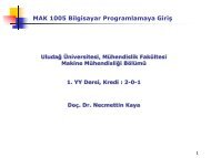 MAK 1005 Bilgisayar Programlamaya Giriş - Uludağ Üniversitesi