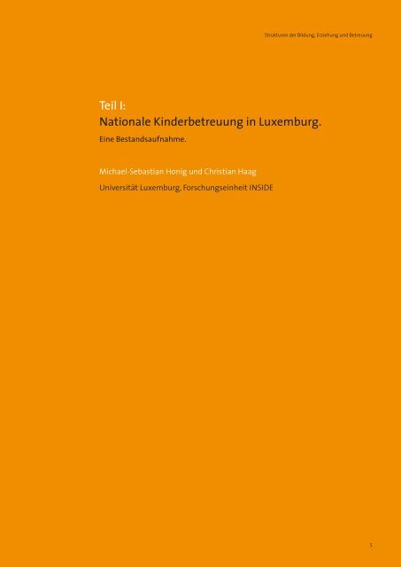 Strukturen der Bildung, Erziehung und Betreuung fÃ¼r Kinder bis zu ...