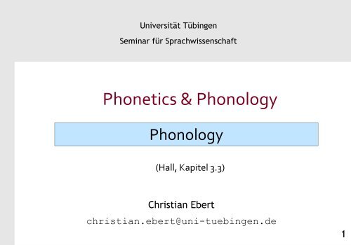 Phonetics & Phonology - Seminar für Sprachwissenschaft an der ...