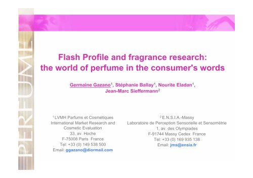 Flash Profile and fragrance research:  the world of perfume in the ...