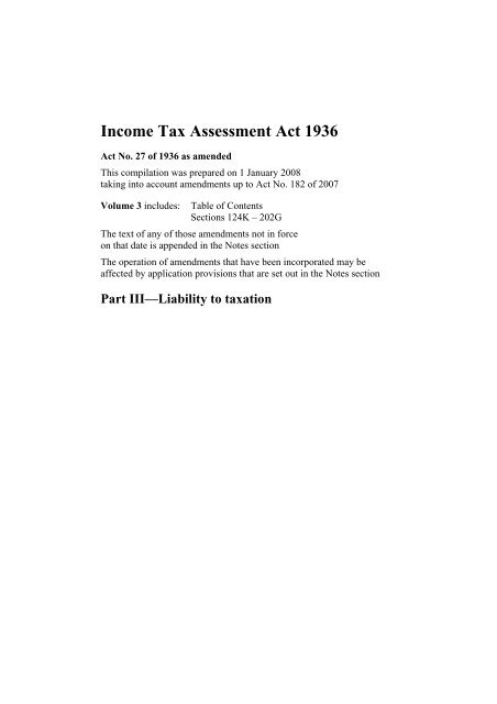 Income Tax Assessment Act 1936 - ComLaw