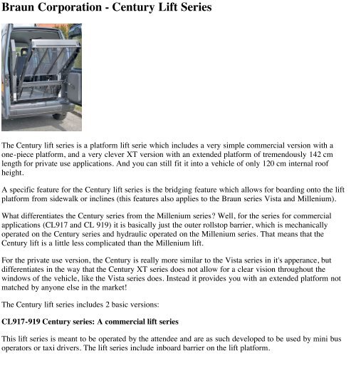 Braun Corporation - Century Lift Series - Hacavie
