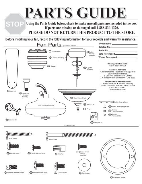 Parts Guide Hunter Fan