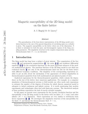 Magnetic susceptibility of the two-dimensional Ising model ... - LMPT