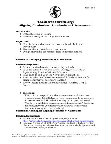 Aligning Standards, Curriculum, and Assessment - Hart BTSA