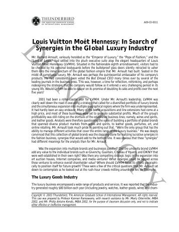 Louis Vuitton Moët Hennessy: In Search of Synergies in the Global ...