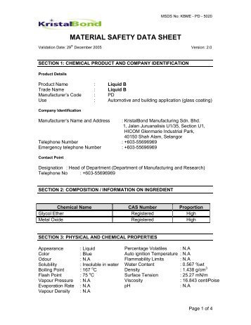 MATERIAL SAFETY DATA SHEET - SandS International