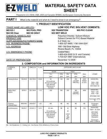 MATERIAL SAFETY DATA SHEET - Multi-Craft Contractors, Inc.