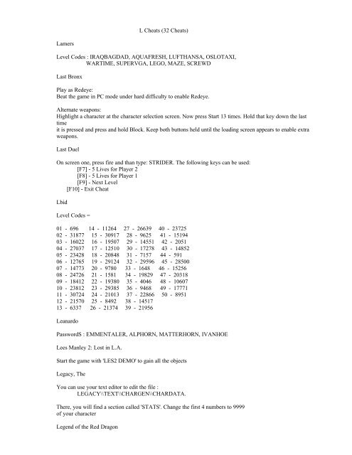 L Cheats 32 Cheats Lamers Level Codes Iraqbagdad L Cheats 32 Cheats Lamers Level Codes Iraqbagdad