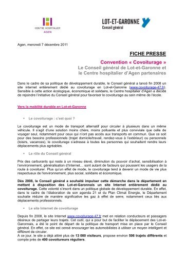 Fiche presse Convention covoiturage Cg - CH Agen - Le site du ...