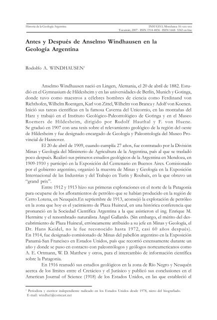 Historia de la GeologÃƒÂ­a Argentina - INSUGEO