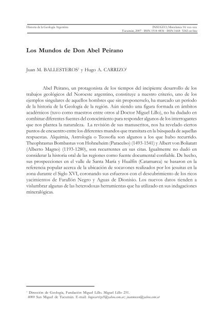 Historia de la GeologÃƒÂ­a Argentina - INSUGEO