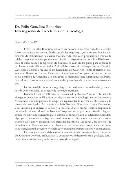 Historia de la GeologÃƒÂ­a Argentina - INSUGEO