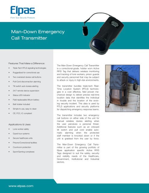 Man-Down Emergency Call Transmitter - Visonic Technologies