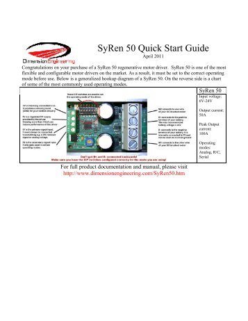 SyRen 50 Quick Start Guide - Dimension Engineering