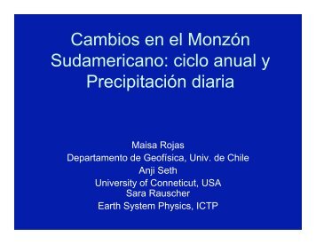 Cambios en el Monzón Sudamericano - Departamento de Geofísica