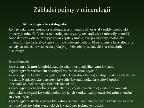 01 Mineralogie pro kombinovanÃ© studium â vÅ¡eobecnÃ¡ mineralogie