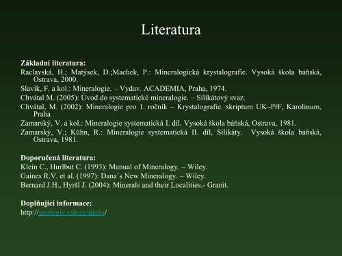 01 Mineralogie pro kombinovanÃ© studium â vÅ¡eobecnÃ¡ mineralogie