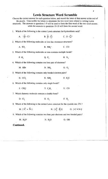 Lewis Structure Word Scramble