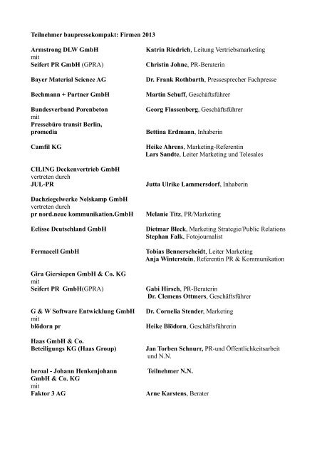 Liste im pdf-Format - baupressekompakt.de