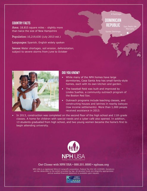 NPH Dominican Republic Fact Sheet - Friends of the Orphans