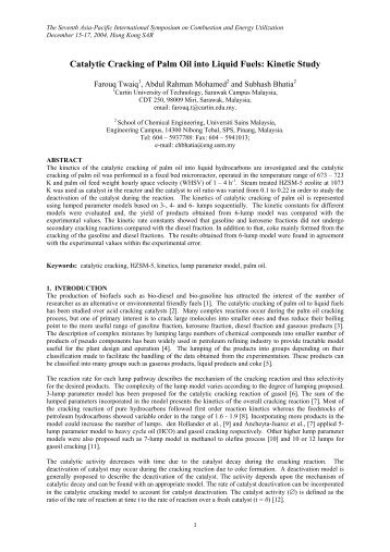 Catalytic Cracking of Palm Oil into Liquid Fuels ... - ePrints@USM