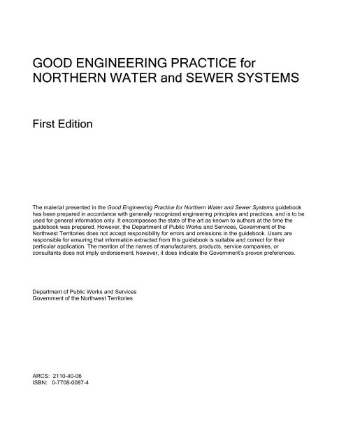 Good Engineering Practice for Northern Water and Sewer Systems