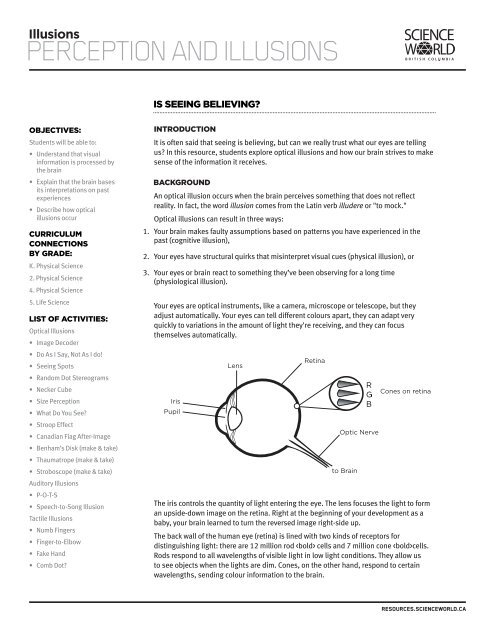 PERCEPTION AND ILLUSIONS - Science World Resources