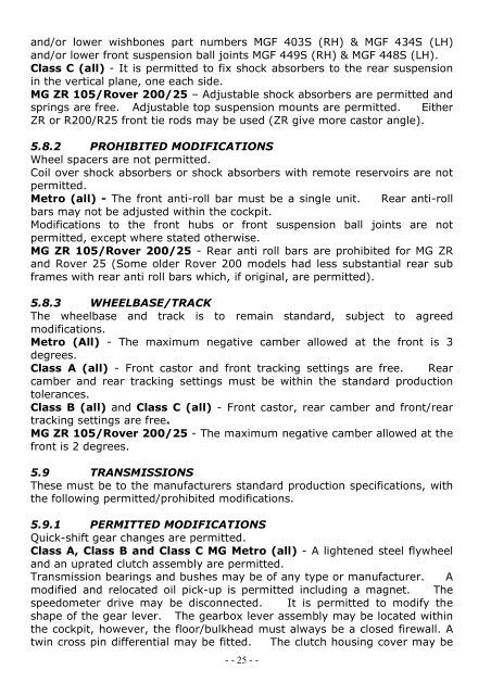 regulations - The Drayton Manor Park MG Metro Cup