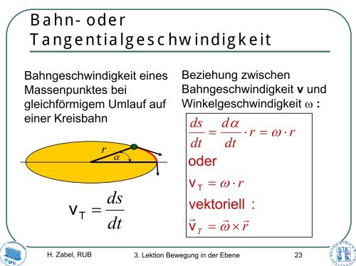 5. Lektion: Bewegung in der Ebene - SFB 491