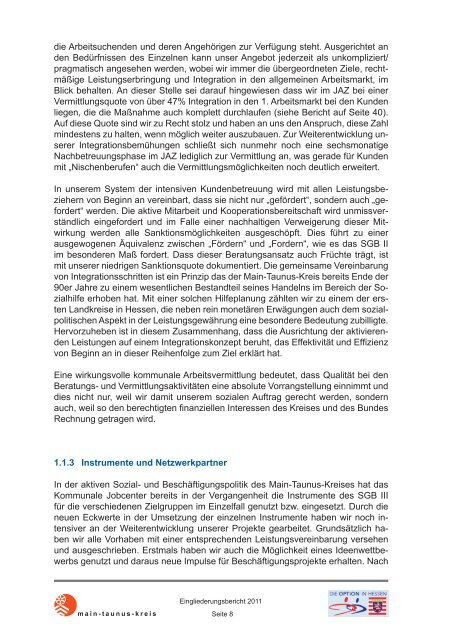 Optionskommune Landkreis Main-Taunus - jobcenter | SGB II Reform
