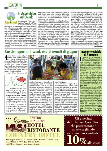 n° 7 • luglio-agosto 2008 • anno lxxxix - Confagricoltura Alessandria