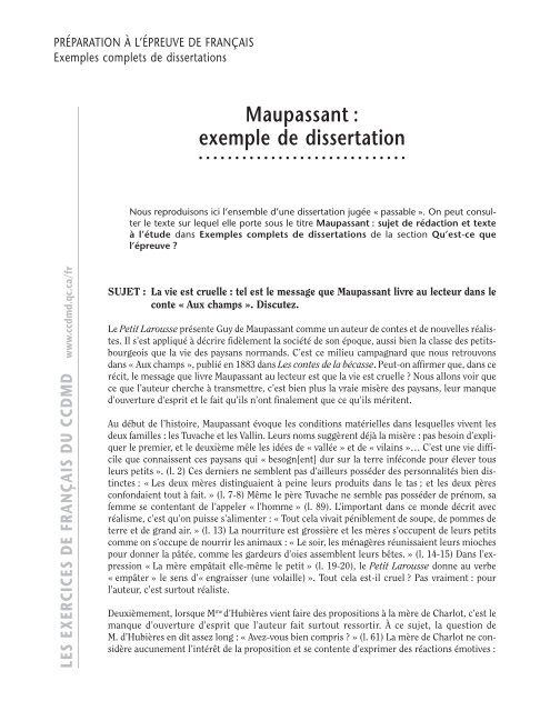 Commentaire sur le roman Pierre Et Jean de Guy De Maupassant - Dissertation - MH12