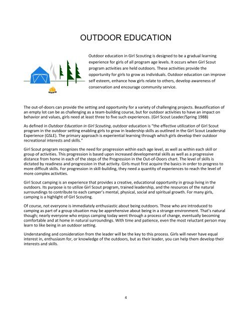 OUTDOOR EDUCATION LEVEL 1 - Girl Scouts of Greater Los Angeles