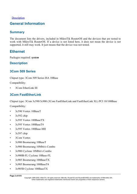 MikroTik RouterOSâ¢ v2.9