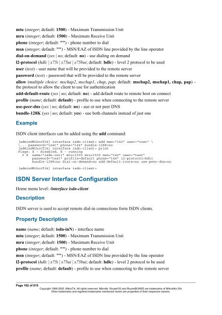 MikroTik RouterOSâ¢ v2.9