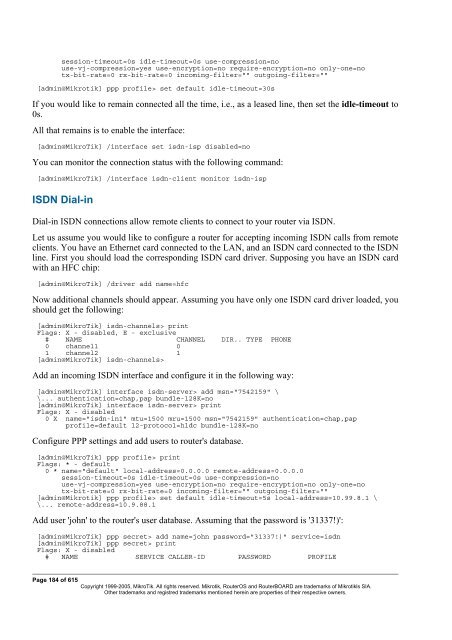 MikroTik RouterOSâ¢ v2.9