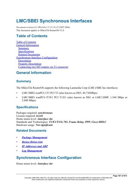 MikroTik RouterOSâ¢ v2.9