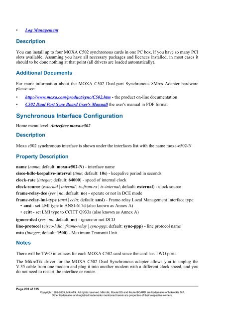 MikroTik RouterOSâ¢ v2.9