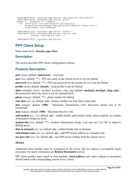 MikroTik RouterOSâ¢ v2.9