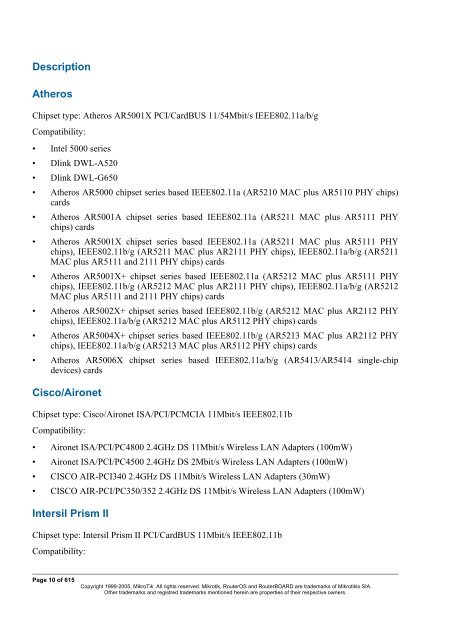 MikroTik RouterOSâ¢ v2.9