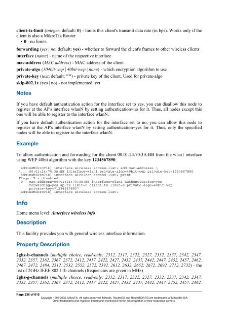 MikroTik RouterOSâ¢ v2.9