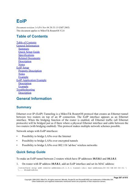 MikroTik RouterOSâ¢ v2.9