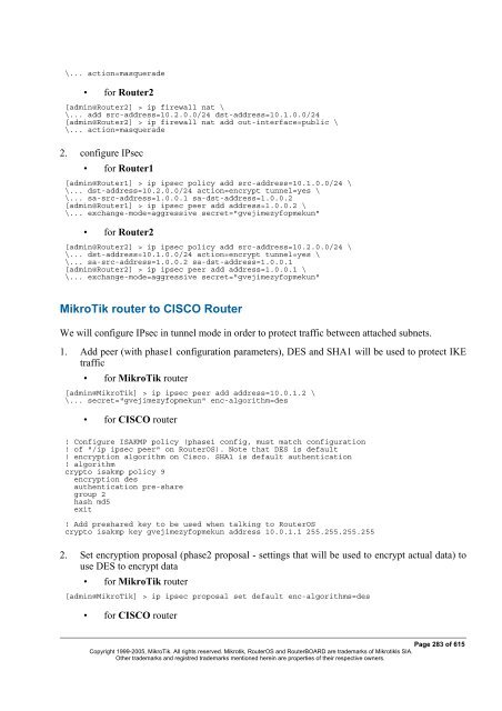 MikroTik RouterOSâ¢ v2.9